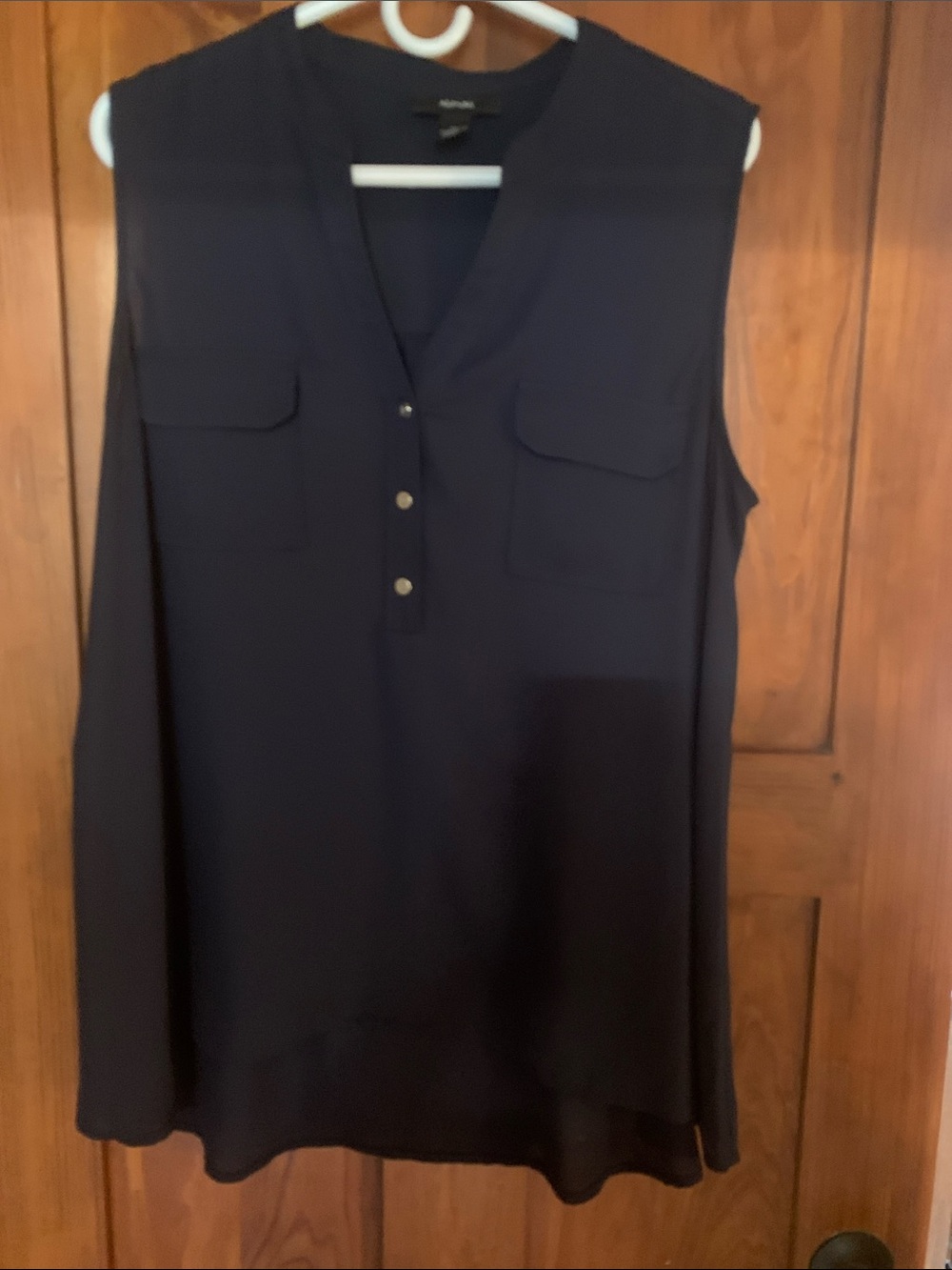 Alfani Dark Navy Sleeveless V-Neck Button-Front Camisole